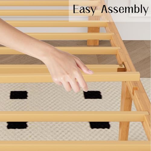 Image of ZIYOO Bamboo Bed Frame Full, Ideal for Bedroom, Guest Room, Apartment & Hotel Use, No Box Spring Needed, Sturdy & Noise-Free Platform Bed with Easy Assembly 14 Inch