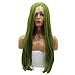 AFBeauty Soft Green Wig Olive Green Long Straight Lace Front Wigs for Women Pre Plucked Natural Hairline Synthetic Neon Color Wigs Glueless Hair Replacement Wigs Drag Queen Cosplay Daily 24Inch