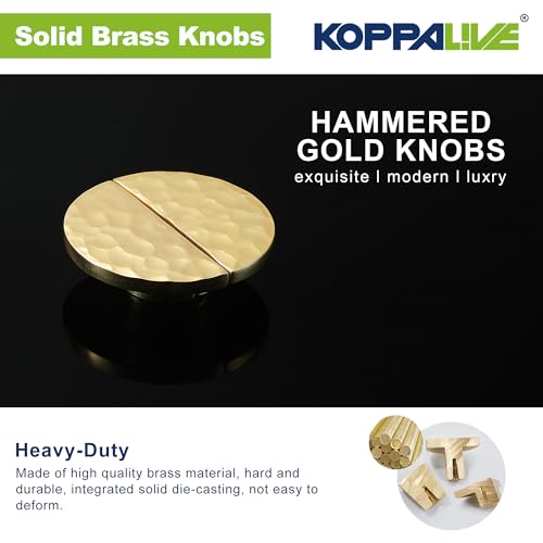 KOPPALIVE 10-Pack Solid Brass Cabinet Knobs, Semicircle Gold Drawer Knobs, Hammered Dresser Drawer Pulls Handles, Modern Furniture Hardware for Kitchen, Length 1-7/8 Inch by KOPPALIVE - Image 3