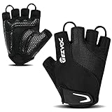 GEZVOC Cycling Gloves Bike Gloves Biking Gloves for Men with Shock-Absorbing Pad, Extra Grip,Flexible and Comfortable Fit,Light Weight,Breathable Mountain Bike Gloves (Black, Medium)