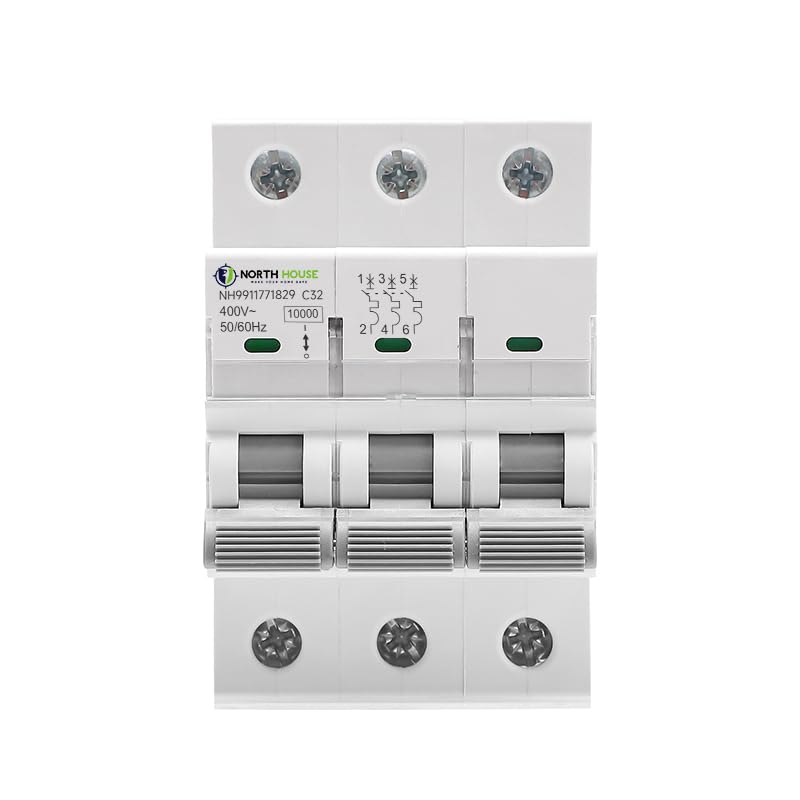 Image of NORTH HOUSE 63 A 3 Pole MCB | 10kA Breaking Capacity | C-Curve Tripping | Overload & Surge Protection | Durable Polycarbonate Housing | 5 Year Warranty