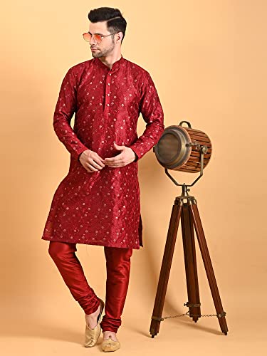 Image of Uri and MacKenzie Embroidery Silk Men's Kurta Pyjama Set