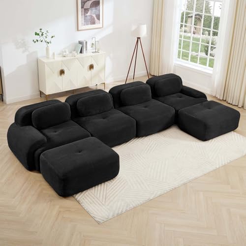 Image of Corduroy Modular Sectional Sofa, Oversized Cloud Couches for Living Room