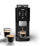 Krups Coffee Crush Extra, Macchina da Caffè Automatica, Super Compatta, Ingombro Minimo, 3 Livelli di Macinatura per Caffè in Grani, Intensità, Lunghezza e Temperatura Regolabili, 1370 W, Nero, SA4028