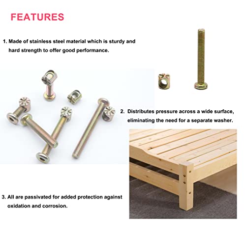 M6 Baby Crib Hardware Replacement Kit, Cseao 50Pcs Socket Cap Bolts Barrel Nuts Assortment Kit For Bunk Bed Furniture Chairs, M6X20Mm/ 30Mm/ 40Mm/ 50Mm/ 60Mm #TOP4