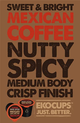 Ekocups Organic Mexican Roast Coffee Pods, Extra 30% More Coffee Per Cup, Artisan Fair Trade Dark Roast, Mexican Roast Coffee For Keurig K Cup Machines, Recyclable Pods, 40 Count #TOP1