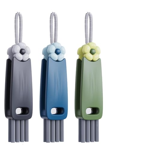 Image of 3 in 1 Cup Lid Gap Cleaning Brush Set, Multifunctional Bottle Cleaning Brush, Cup Lid Gap Cleaner, Home Kitchen Crevice Cleaning Brush Tools (Black+Blue+Green)