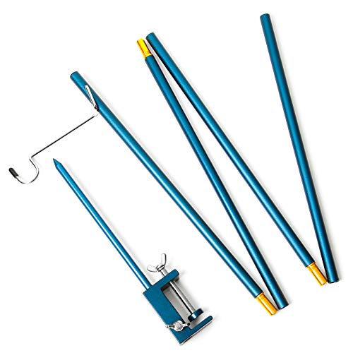 Cassie ランタンスタンド ランタンポール 両用 キャンプポール テント タープポール 高強度アルミ製 多機能 コンパクト 軽量 折りたたみ式 ランタンハンガー付き ３段階高さ調整可能 アウトドア用アクセサリ フックと収納バッグ付き (ネイビー)