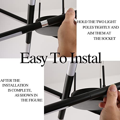 Kinglong Modern Led Ceiling Lamp Black Sputnik Chandelier Fixture Dimmable Pendant Lights Pluggable New Art Hanging Light For Dining Room, Kitchen,Bedroom Entryway Easy To Install Lamps（8 Heads） #TOP4