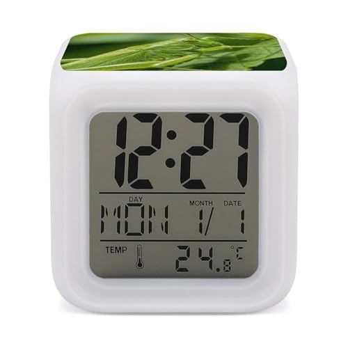 Reloj despertador verde de insectos LED para decorar el dormitorio infantil 2
