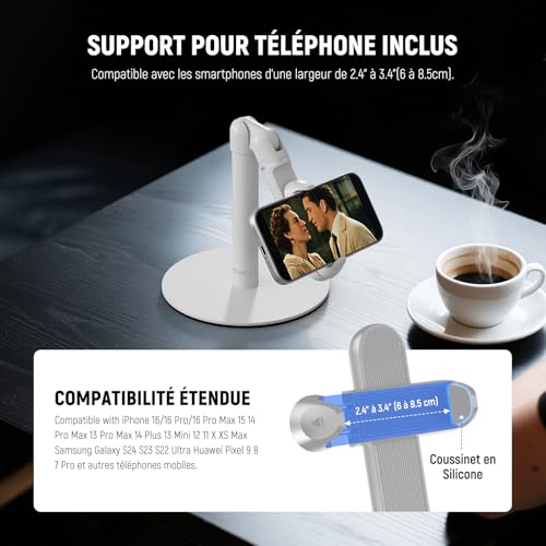Support de téléphone portable de bureau blanc NEEWER réglable