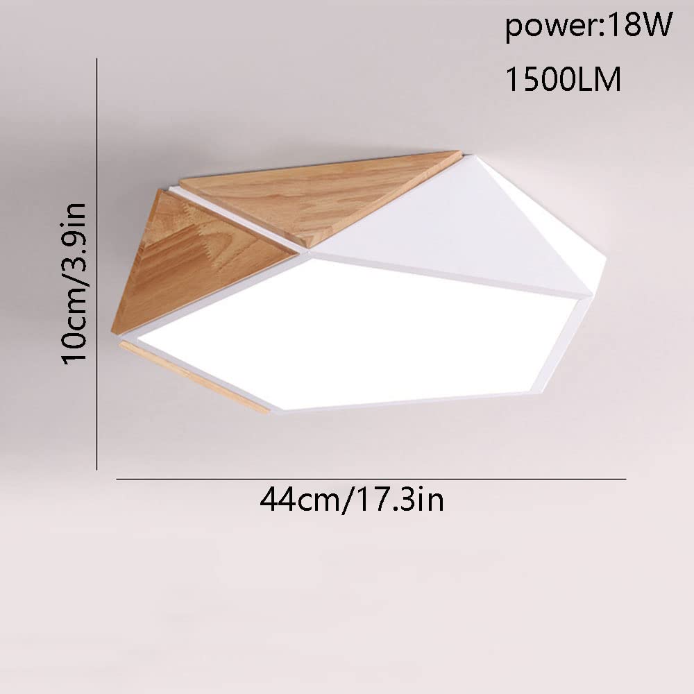 Plafonnier LED dimmable Finition Blanche économie d'énergie 18 W 1500 LM encastré Style Nordique en Bois idéal pour Une entrée ou Une Chambre