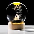 Arikyrist 3D Fairy with Tree Crystal Ball Lamp Figurine with Wooden Base, Laser Engraved Crystal Fairy Figurines Home Decor, Fairy Crystal Ball Night Light Gifts Glass Sphere Paperweight