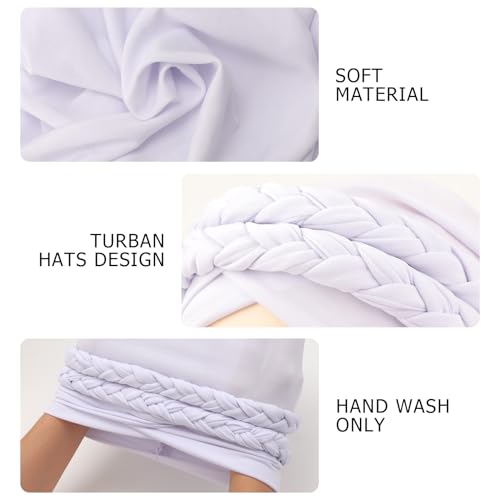 Image of DRESHOW African Women Turban Caps Beanie Twist Headscarf Pre-Tied Double Twisted Braid Hair Cover Wrap Hat Chemo Cancer Cap