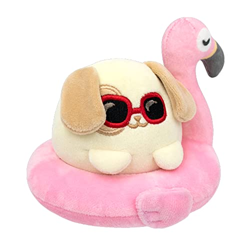 Anirollz Stuffed Animal Plush Toy – 6" Small Floatie Doll |Soft, Squishy, Warm, Cute, Comfort, Safe | Birthday Pillow with Kawaii Puppy Dog on Flamingo Floatie Puppiroll