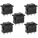 Heschen Lot de 5 interrupteurs à bascule rectangulaires noirs ON-OFF-ON, SPDT, 3 position...
