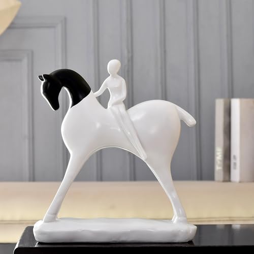 Image of Xtore Modern Artistic Horse and Rider Figurine | Resin Home Decor Accent | Unique Art Piece for Living Room, Office, or Entryway | Elegant and Sleek Design