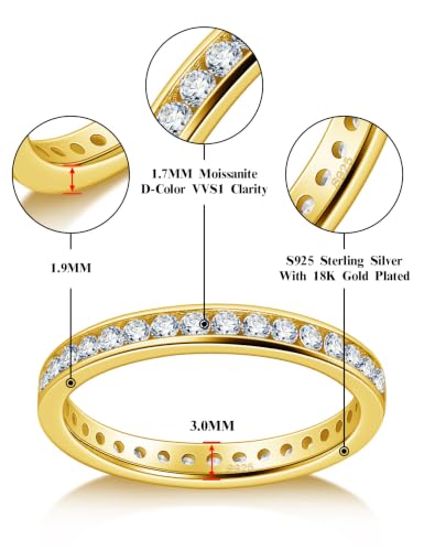 DMSF 3.0MM Moissanite Wedding Band for Women Channel Set Full Eternity Band - image 2