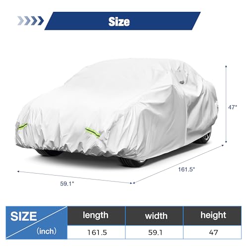 Image of YOLENY Car Cover Waterproof All Weather Full Exterior Covers with Zipper,Universal Fit Sedan BMW Z3,Honda S2000,Mazda Miata /MX-5,Saturn Sky,Pontiac Solstice,Toyota MR2 Spyder(UP to 161 inch)