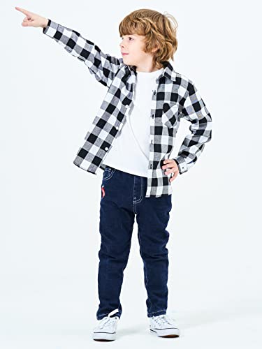 Image of OCHENTA Men's & Boys Flannel Shirts Button Down Long Sleeve Plaid Shirt Family Matching Outfits