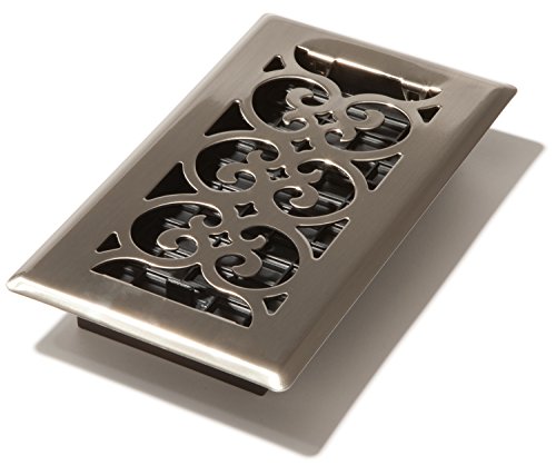 Decor Grates SPH408-NKL Floor Register, 4-Inch by 8-Inch, Brushed Nickel Finish