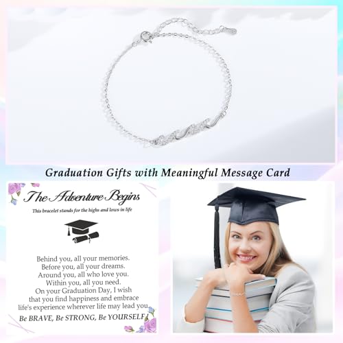 Image of Gifts for Women Christmas Birthday, Silver Wave Bracelets for Woman Mom Wife Grandma Daughter Granddaughter Friend Sister, The Waves of Life We've Through Together Mothers Day Graduation Gift
