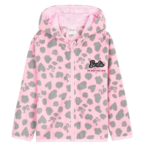 Barbie Forro Polar Niña Chaqueta Sudadera Fleece Jacket con Cremallera (Rosa Claro, 7-8 años)