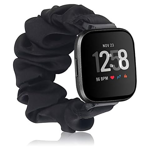Scrunchie Strap Elastic Watch Band Compatible with Fitbit, Women Girls Printed Fabric Cloth Soft Pattern Wristband Replacement Bracelet for Fitbit Versa/Versa 2/Versa Lite/SE Cover