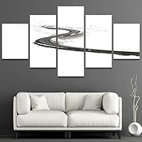 5 Panel Canvas Wall Art Curvy Road in Mývatn Iceland Pictures Modern Artwork for Home Decorations Ready to Hang - 60