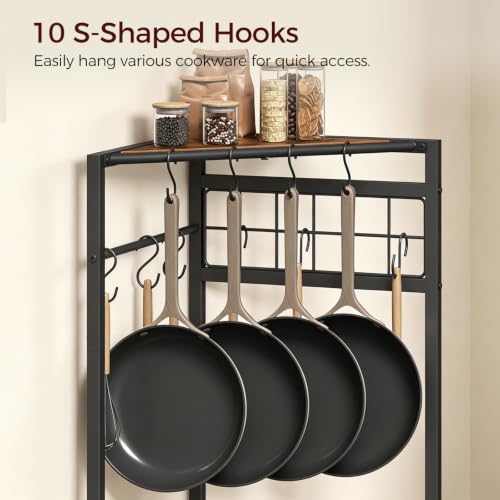 MAHANCRIS-4-Tier-Pots-and-Pans-Organizer-with-10-Hooks-for-Kitchen-Corner-Pots-Rack-Cookware-Stand-for-Kitchen-Dining-Room-Pantry-Rustic-Brown