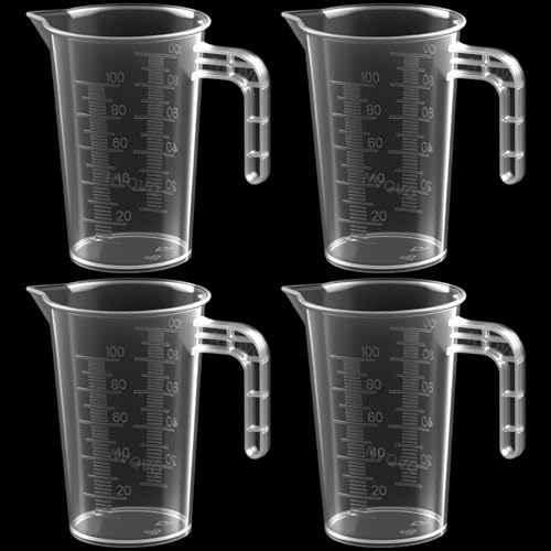 NVQVQ Misurino da 100 ml, 4 pezzi, misura piccola, trasparente, con manico, resistente al calore, di precisione