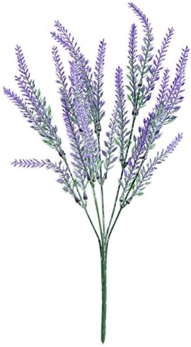 12 Bundles of Artificial Lavender Bouquets, Decorative Faux Fabric Lavender with Plastic Stems, 35 cm