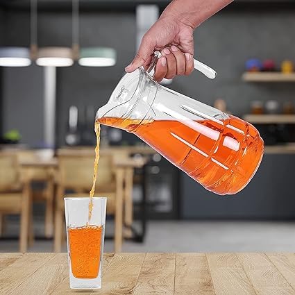 Image of Premium Water and Juice Glasses and Jug Set Combo [6 Piece Glass 350ML & 1 Piece Jug 1.6 Liter] Transparent Pitcher Set for Dining Table, Home & Restaurant,Party (MTS - 26)