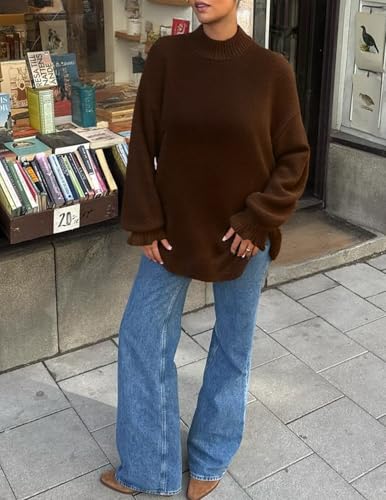 ZESICA Women's Turtleneck Sweaters Dressy Casual Oversized Long Sleeve Knitted Chunky Pullover Sweater Jumper Tops3