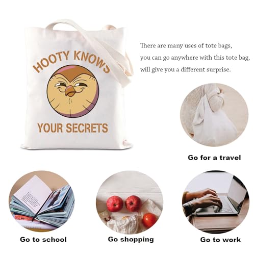 Bolso tote inspirado en la película Hooty, con diseño de búho para fans de Hooty, regalo para amantes de personajes animados (HootyKnowsToteS) miniatura 6