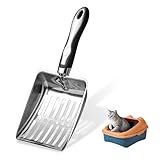 Nokwocy Katzenstreuschaufel, Katzenklo Schaufel Metall, Katzenstreu Schaufel mit Holzgriff, 5mm Porengröße Metall Katzenschaufel,katzenschaufel für katzenklo