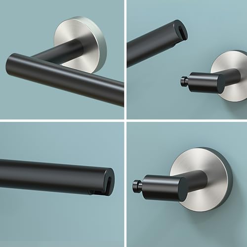 Image of FORIOUS Toilet Paper Holder Wall Mount, Stainless Steel Rustproof Double Post Pivoting Tissue Roll Holder for Bathroom, Commercial Toilet Paper Dispenser, Matte Black & Stainless Steel
