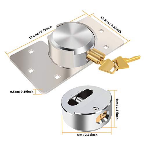 Polarpra Hidden Shackle Padlock Set Keyed Alike With Hasp,Steel Chrome Coating With 2Keys And 6Pcs Original Fixed M8×80Mm Bolts+Screws Ideal For Trailer,Vans,Gates And General Security,Easy To Install #TOP2