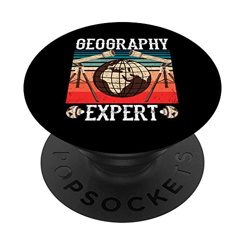 Geography Expert Teacher Geographic Student Geographer PopSockets Swappable PopGrip, Black