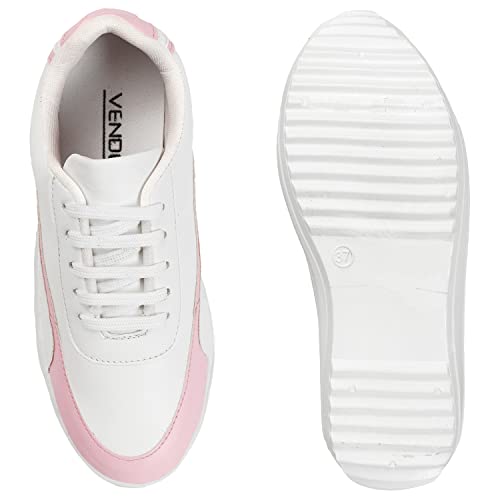Image of Vendoz Women White Casual Stylish Sneakers