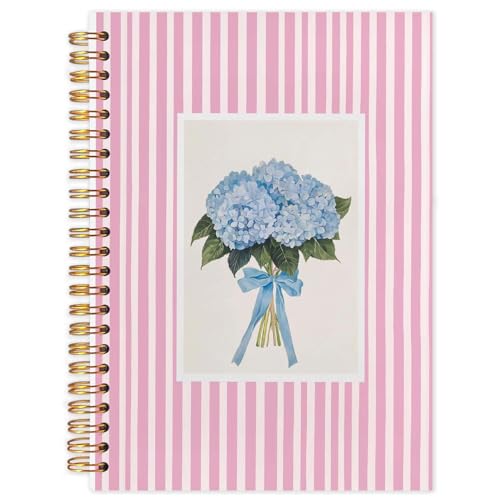 Carnet à spirale bleu hortensia, journal intime fleuri pour libérer votre créativité écrite