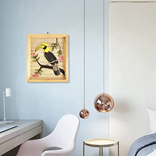Image of Vinca Art Painting of Hornbill in 3D Handicrafts /Wildlife painting /Wall Art /Nature Bamboo Wood Art /Bird Paintings /Birdlovers Gift /Raven /Wall decoration 10 * 8 in