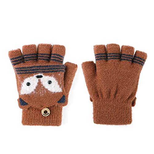 Image of Holiberty Cute Baby Kids Winter Fingerless Gloves Toddler Boys Girls Cartoon Christmas Elk Knit Mittens Warm Snow Gloves 2-8Y