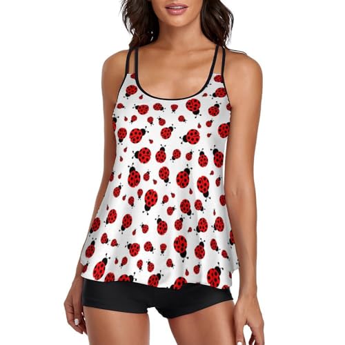 Trajes de baño para mujer tipo tankini moteado con tirantes delgados