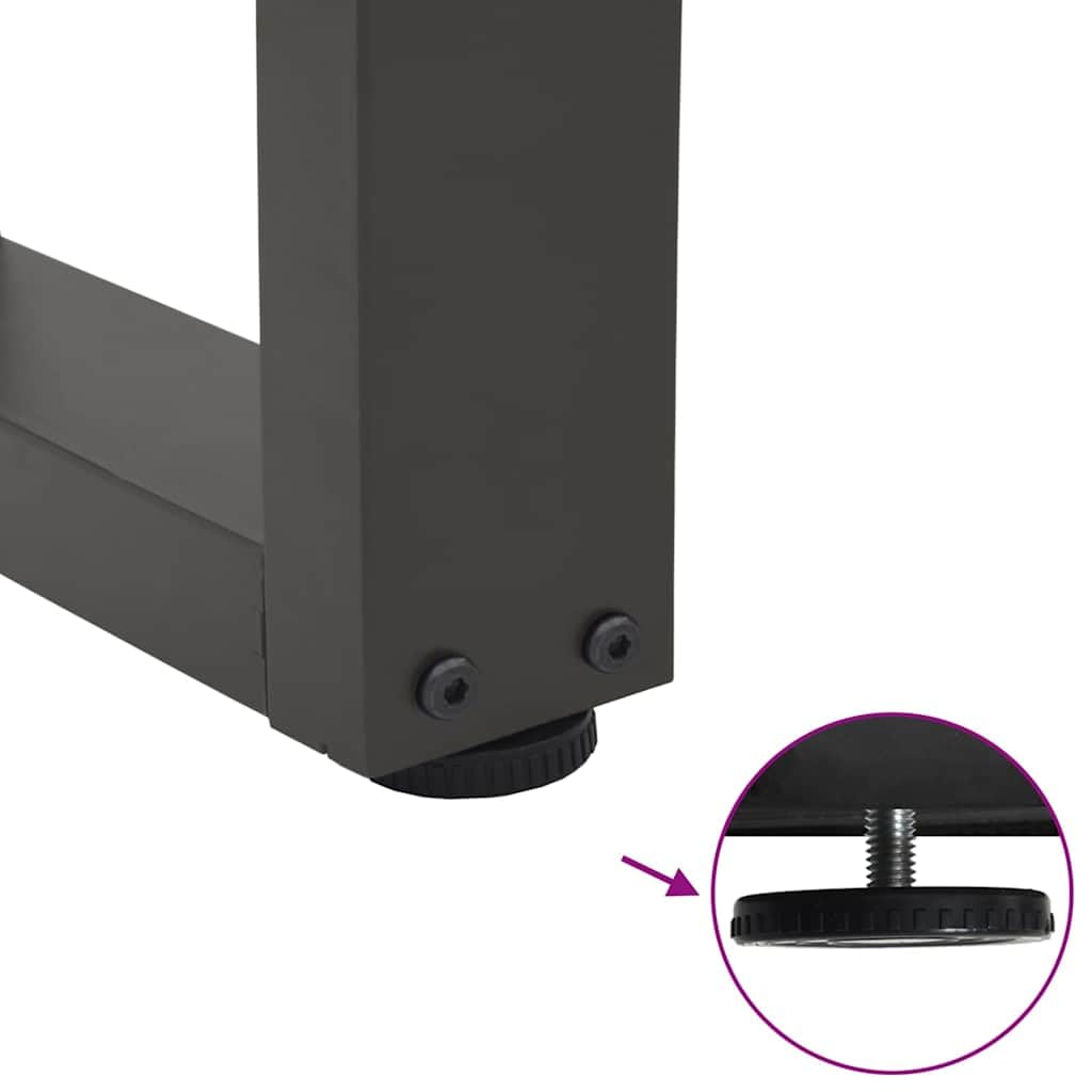 Modernas patas de mesa de centro con superficie recubierta de polvo, 2 patas de mesa de centro en forma de V de acero antracita con nivelación ajustable para suelos irregulares, fáciles