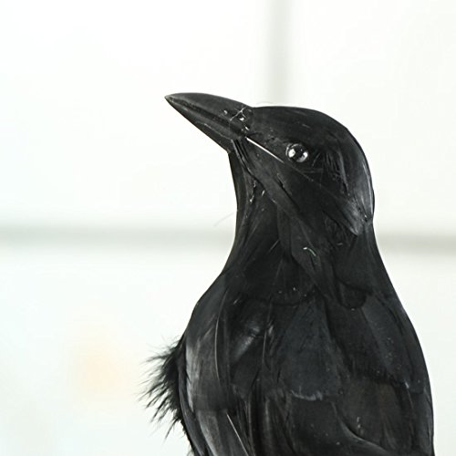 Factory Direct Craft Standing Black Feathered Artificial Raven with Attached Wire on Feet