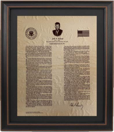 Framed John F. Kennedy Inaugural Address : Replica Historical Document