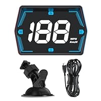 Head Up Display Auto,GPS Tacho mit weißem Display, Halterung und Geschwindigkeitsalarm Plug and Play, GPS Geschwindigkeitsmesser,HUD Display Auto Für alle Fahrzeuge geeignet