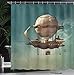 Ambesonne Fantasy Shower Curtain, Surreal Sky Scenery Steampunk Airship Sci Fi Stardust Space Image, Cloth Fabric Bathroom Decor Set with Hooks, 69