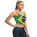 Magnesis Soutien-gorge de sport rembourré pour femme Motif drapeau du Brésil - - S